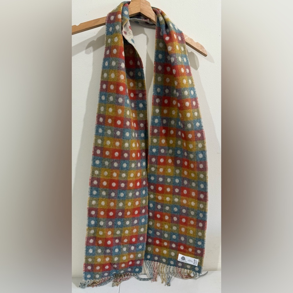 Merino Lambswool Multicolor Polka Dot Wool Scarf - Women's Accessory